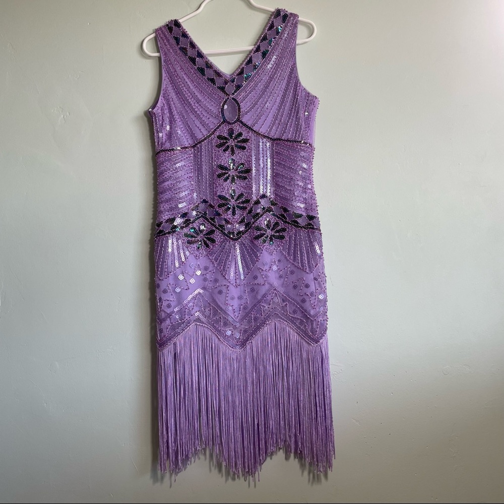 AMJM Flapper Dress Matching 1920s Beaded Fringed Size S for kids
